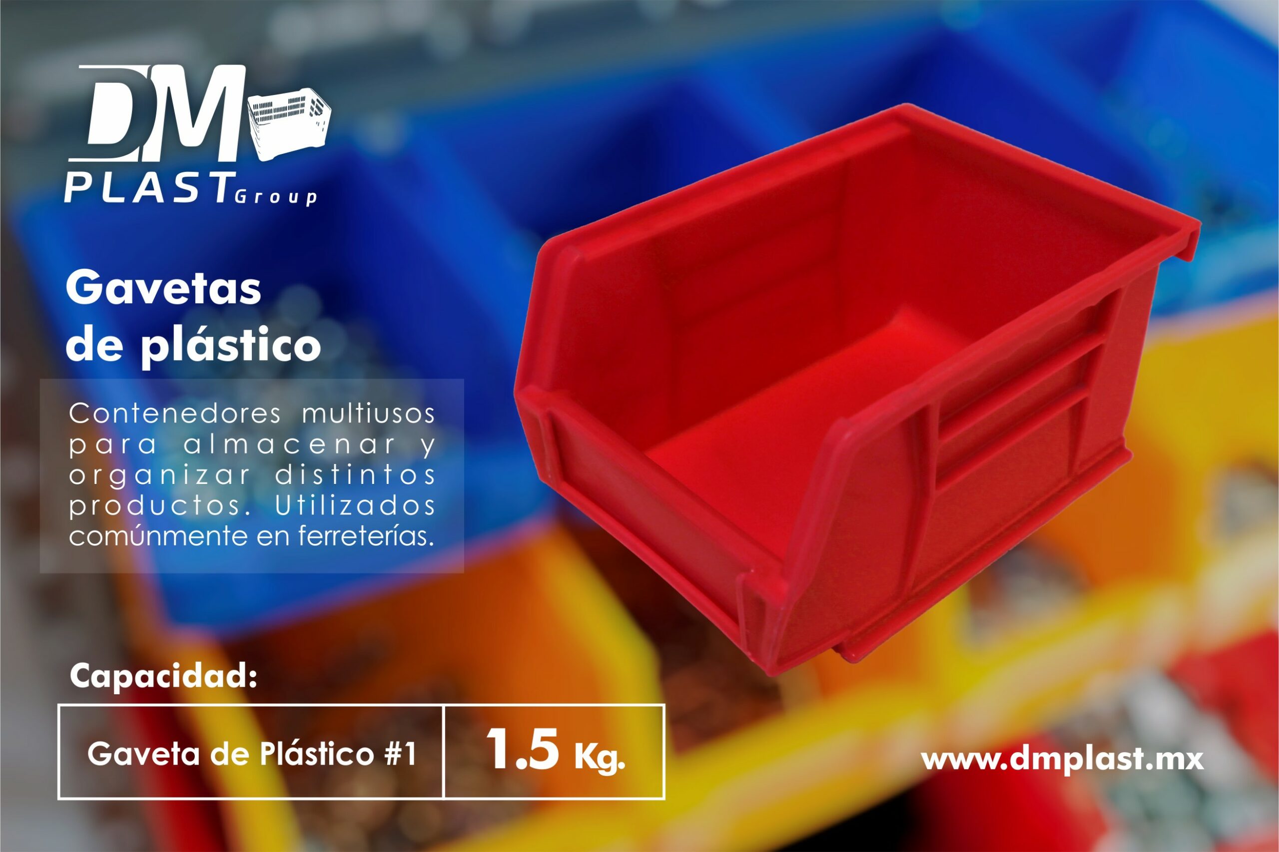Contenedor plástico Industrial con Tapa de Bisagra - DM Plast